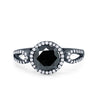 925 Sterling Silver Round CZ Halo Split Shank Wedding Engagement Ring