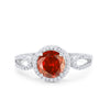 925 Sterling Silver Round CZ Halo Split Shank Wedding Engagement Ring