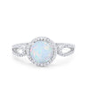 925 Sterling Silver Round CZ Halo Split Shank Wedding Engagement Ring