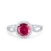 925 Sterling Silver Round CZ Halo Split Shank Wedding Engagement Ring