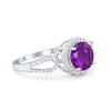 925 Sterling Silver Round CZ Halo Split Shank Wedding Engagement Ring