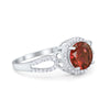 925 Sterling Silver Round CZ Halo Split Shank Wedding Engagement Ring