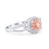 925 Sterling Silver Round CZ Halo Split Shank Wedding Engagement Ring
