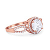 925 Sterling Silver Round CZ Halo Split Shank Wedding Engagement Ring
