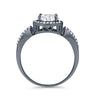 925 Sterling Silver Round CZ Halo Split Shank Wedding Engagement Ring