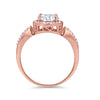 925 Sterling Silver Round CZ Halo Split Shank Wedding Engagement Ring