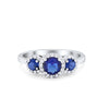 925 Sterling Silver Art Deco Three Stone Halo Engagement Promise Ring