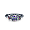 925 Sterling Silver Art Deco Three Stone Halo Engagement Promise Ring