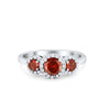 925 Sterling Silver Art Deco Three Stone Halo Engagement Promise Ring