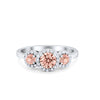 925 Sterling Silver Art Deco Three Stone Halo Engagement Promise Ring