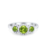 925 Sterling Silver Art Deco Three Stone Halo Engagement Promise Ring