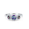 925 Sterling Silver Art Deco Three Stone Halo Engagement Promise Ring