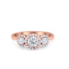 925 Sterling Silver Art Deco Three Stone Halo Engagement Promise Ring