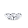 925 Sterling Silver Art Deco Three Stone Halo Engagement Promise Ring