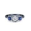 925 Sterling Silver Art Deco Bridal Set Cushion Round CZ Wedding Band Ring