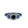 925 Sterling Silver Art Deco Bridal Set Cushion Round CZ Wedding Band Ring