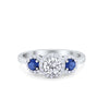 925 Sterling Silver Art Deco Three Stone Round CZ Engagement Ring