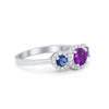 925 Sterling Silver Art Deco Bridal Set Cushion Round CZ Wedding Band Ring