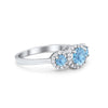 925 Sterling Silver Art Deco Three Stone Halo Engagement Promise Ring