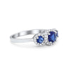 925 Sterling Silver Art Deco Three Stone Halo Engagement Promise Ring