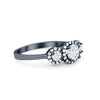 925 Sterling Silver Art Deco Three Stone Halo Engagement Promise Ring
