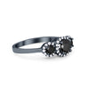 925 Sterling Silver Art Deco Three Stone Halo Engagement Promise Ring