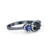 925 Sterling Silver Art Deco Bridal Set Cushion Round CZ Wedding Band Ring