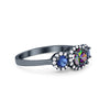 925 Sterling Silver Art Deco Bridal Set Cushion Round CZ Wedding Band Ring
