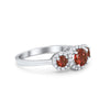 925 Sterling Silver Art Deco Three Stone Halo Engagement Promise Ring