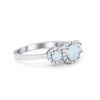 925 Sterling Silver Art Deco Three Stone Halo Engagement Promise Ring