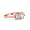 925 Sterling Silver Art Deco Three Stone Halo Engagement Promise Ring