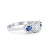 925 Sterling Silver Art Deco Bridal Set Cushion Round CZ Wedding Band Ring
