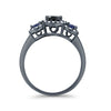 925 Sterling Silver Art Deco Bridal Set Cushion Round CZ Wedding Band Ring