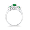 925 Sterling Silver Art Deco Three Stone Halo Engagement Promise Ring