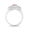 925 Sterling Silver Art Deco Three Stone Halo Engagement Promise Ring