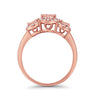 925 Sterling Silver Art Deco Three Stone Halo Engagement Promise Ring