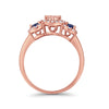 925 Sterling Silver Art Deco Bridal Set Cushion Round CZ Wedding Band Ring