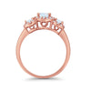 925 Sterling Silver Art Deco Three Stone Halo Engagement Promise Ring