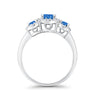 925 Sterling Silver Art Deco Three Stone Halo Engagement Promise Ring
