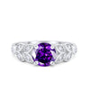 925 Sterling Silver Art Deco Flower Round Cubic Zirconia Wedding Ring