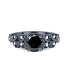 925 Sterling Silver Art Deco Flower Round Cubic Zirconia Wedding Ring