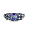 925 Sterling Silver Art Deco Flower Round Cubic Zirconia Wedding Ring