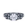 925 Sterling Silver Art Deco Flower Round Cubic Zirconia Wedding Ring