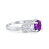 925 Sterling Silver Art Deco Flower Round Cubic Zirconia Wedding Ring