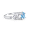 925 Sterling Silver Art Deco Flower Round Cubic Zirconia Wedding Ring