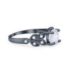 925 Sterling Silver Art Deco Flower Round Cubic Zirconia Wedding Ring