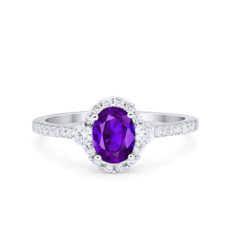 925 Sterling Silver Art Deco Halo Oval Round CZ  Promise Anniversary Ring