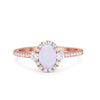 925 Sterling Silver Art Deco Halo Oval Round CZ  Promise Anniversary Ring