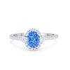 925 Sterling Silver Art Deco Halo Oval Round CZ  Promise Anniversary Ring