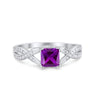 925 Sterling Silver Art Deco Princess Cut Round CZ Engagement Ring
